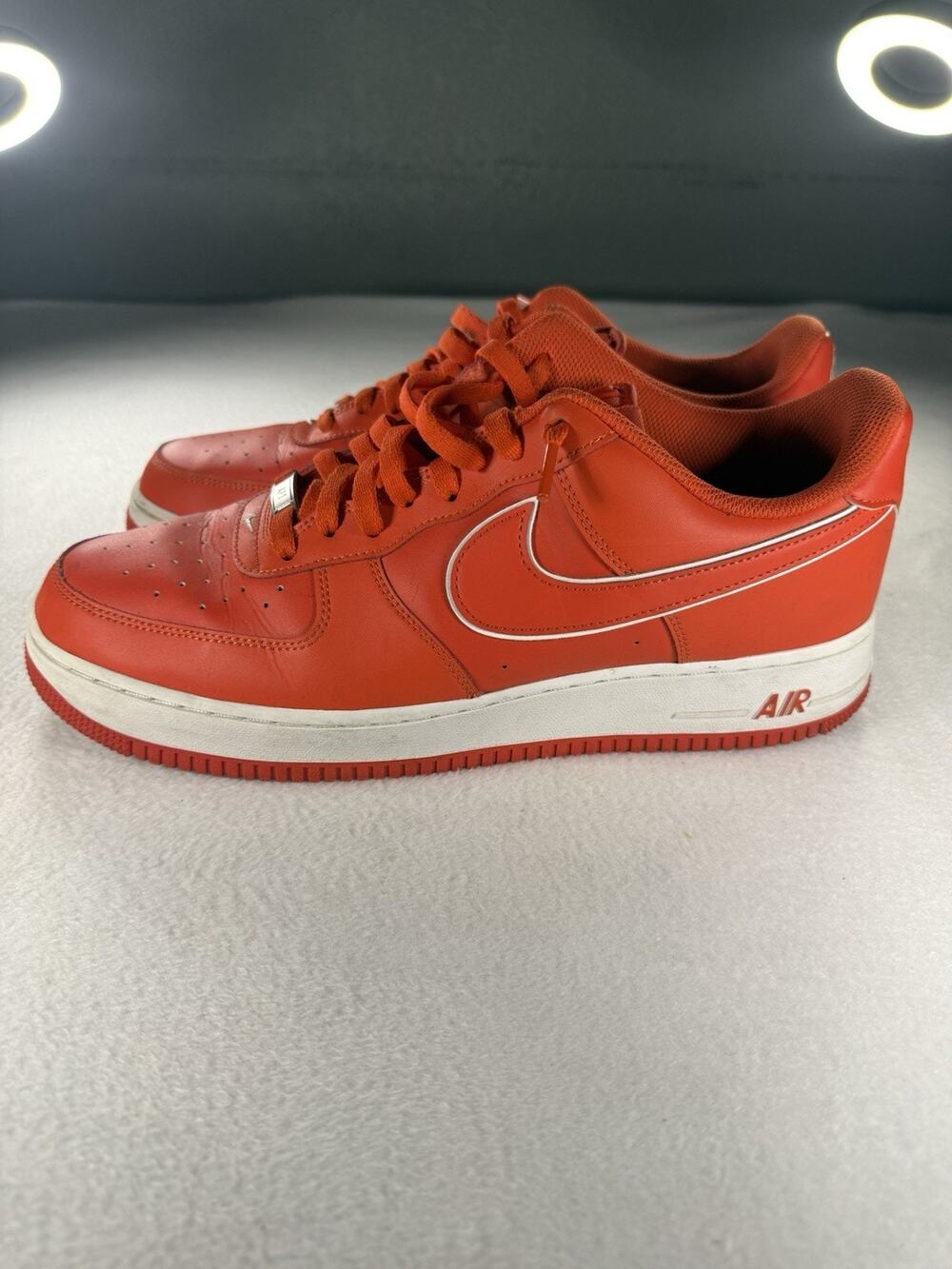Nike Air Force 1 Men's Size 13 Orange and White Athletic Shoes